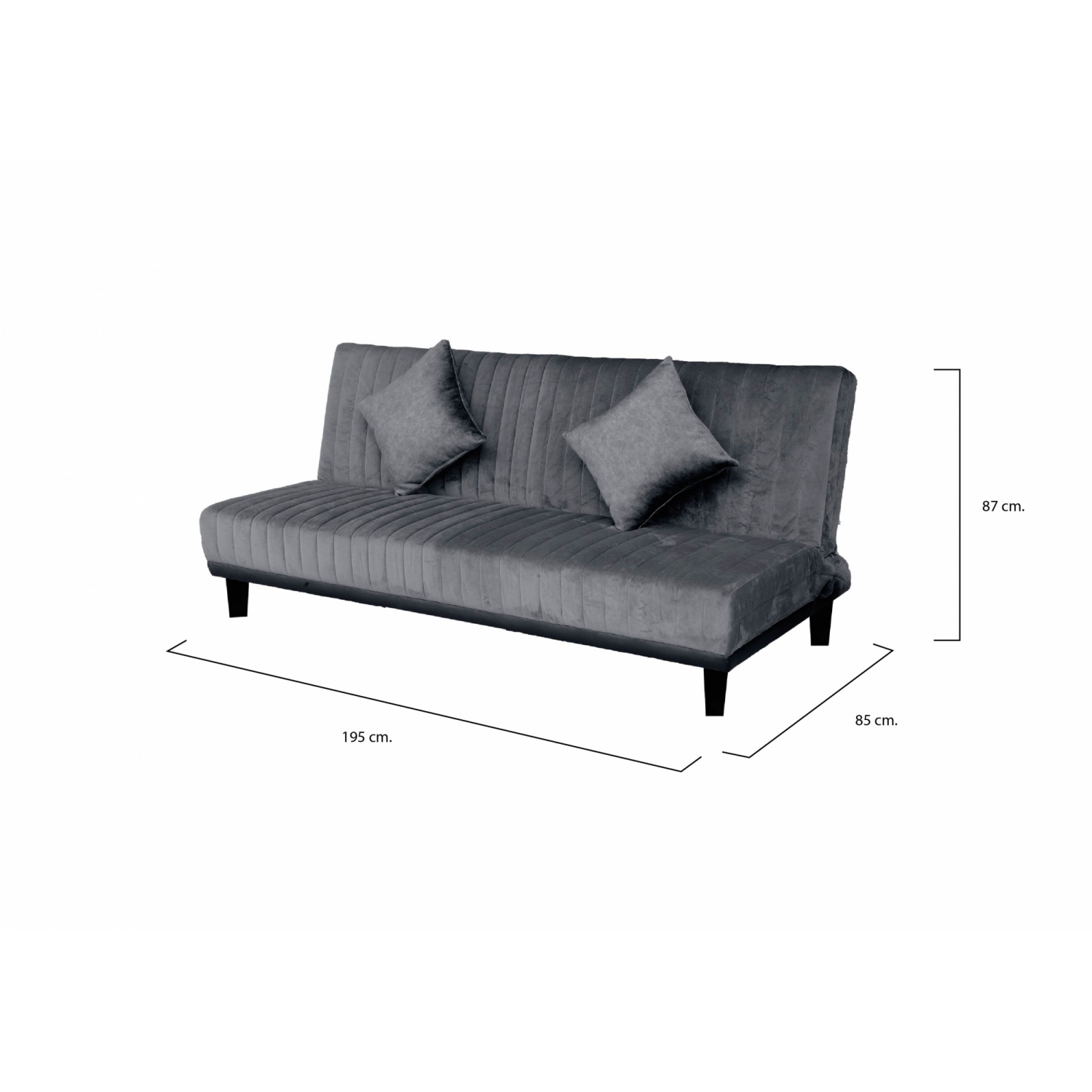 PULITO โซฟาเบด ผ้ากำมะหยี่ขนมิ้งค์ รุ่น Veronica ขนาด 195x85x87 ซม. สีเทา