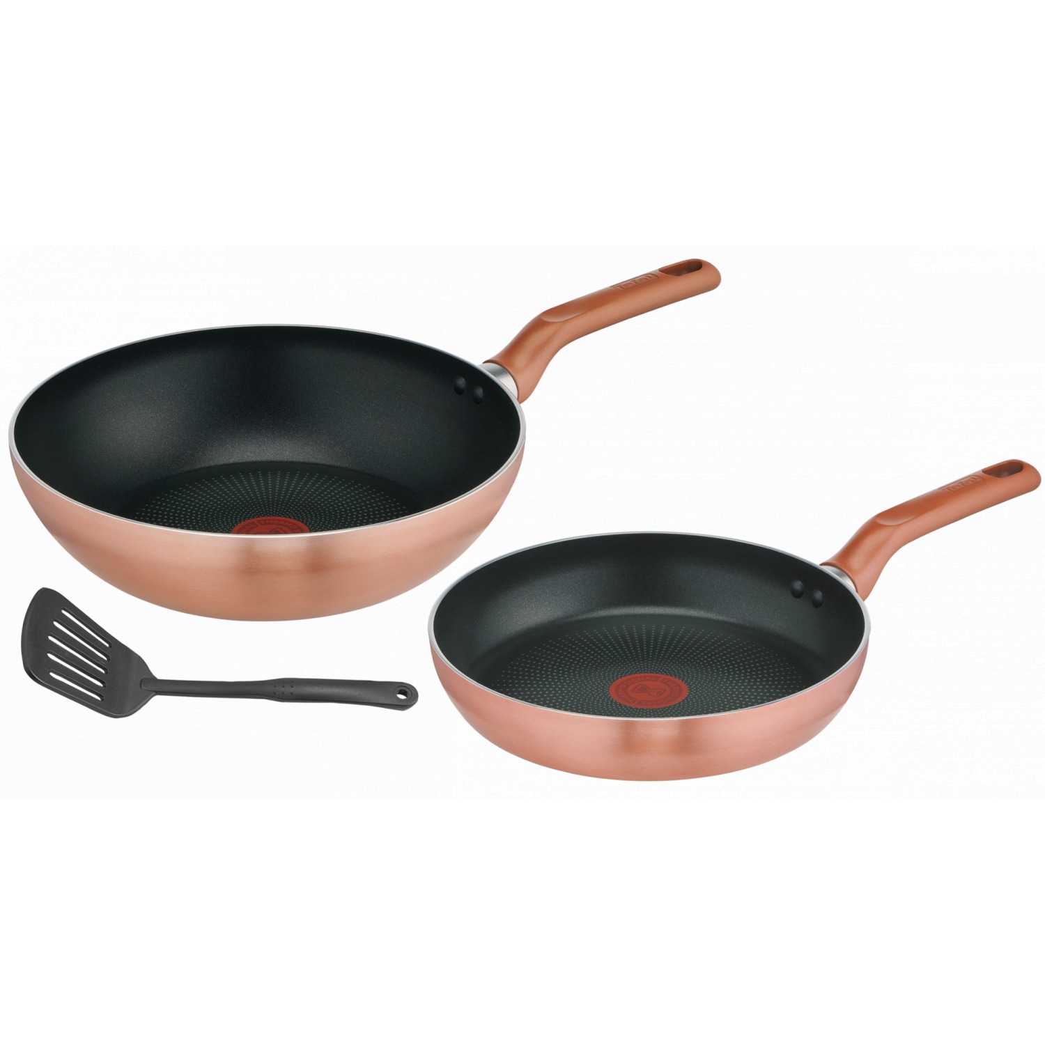 TEFAL G808S395 ชุดเซ็ตกระทะ COOK & SHINE 3 ชิ้น : FRYPAN 24 + WOKPAN 28 + SPATULA