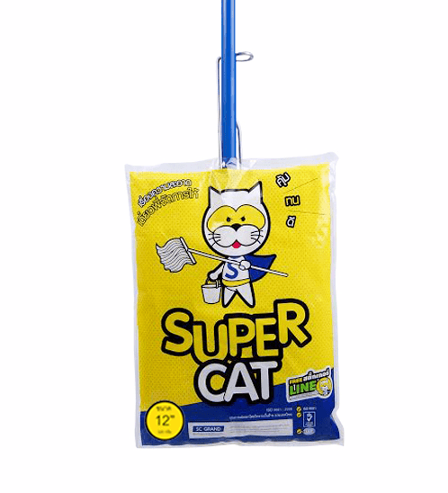 SUPERCAT ม็อบหนีบ ขนาด 12 นิ้ว 320 กรัม ด้ามเหล็กเคลือบกันสนิม สีขาว