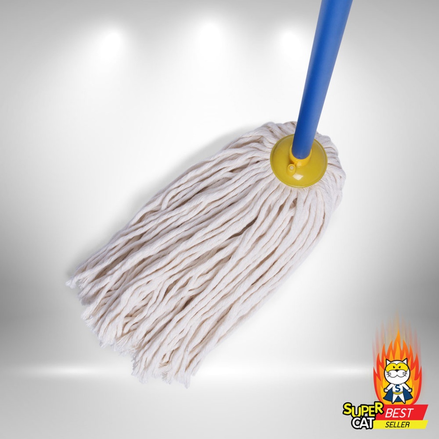 SUPERCAT ม็อบจุก ขนาด 14 นิ้ว ด้ามหุ้ม PVC 350 กรัม สีขาว