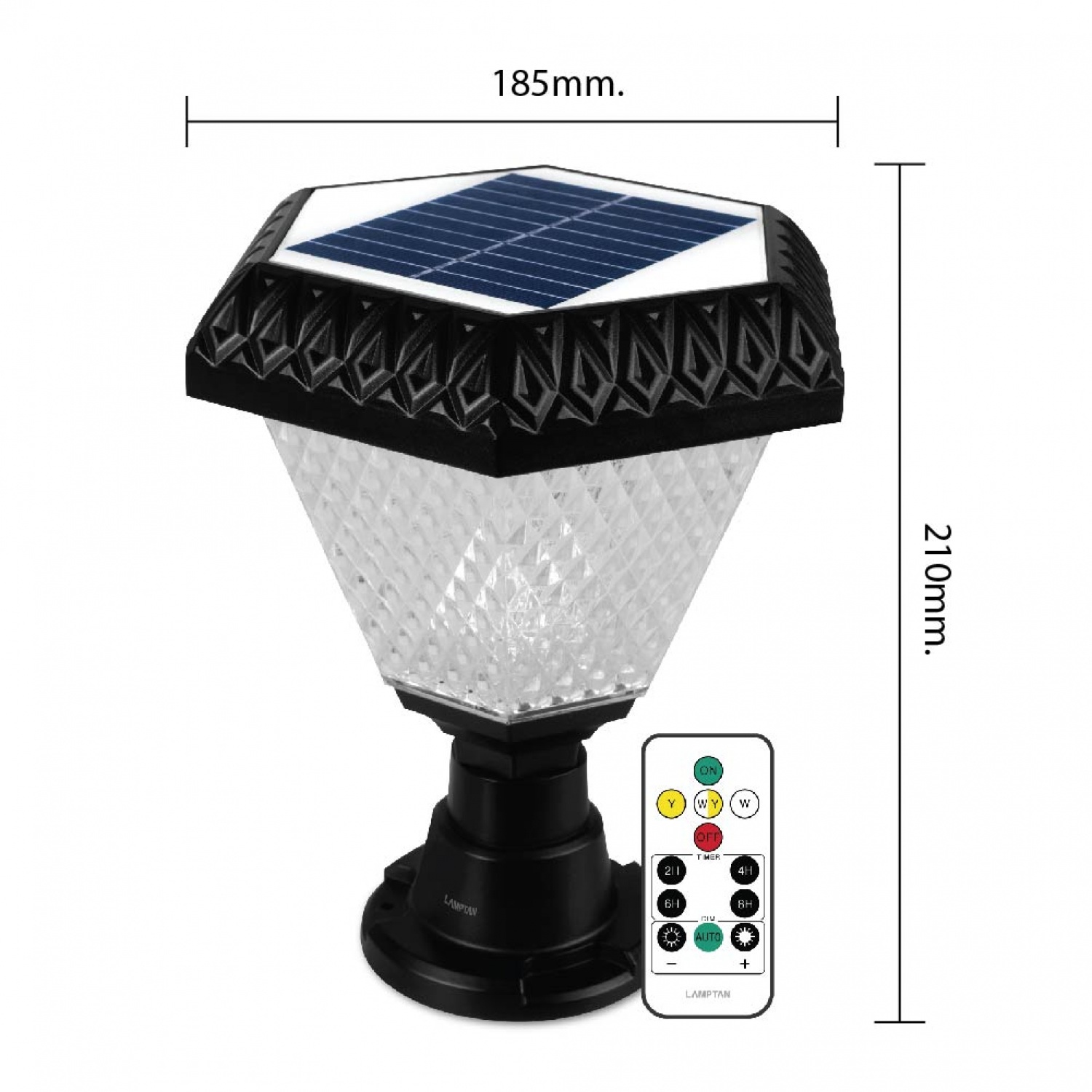 LAMPTAN โคมไฟหัวเสา โซลาร์เซลล์ LED 2W มัลติคัลเลอร์ รุ่นเวฟ