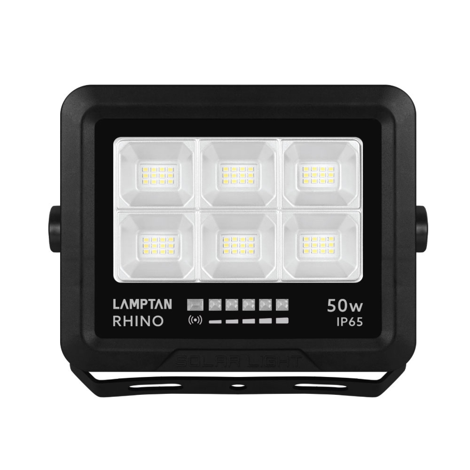 LAMPTAN โคมไฟฟลัดไลท์โซลาร์เซลล์ LED 50W รุ่นไรโน + รีโมท IP65 แสงเดย์ไลท์