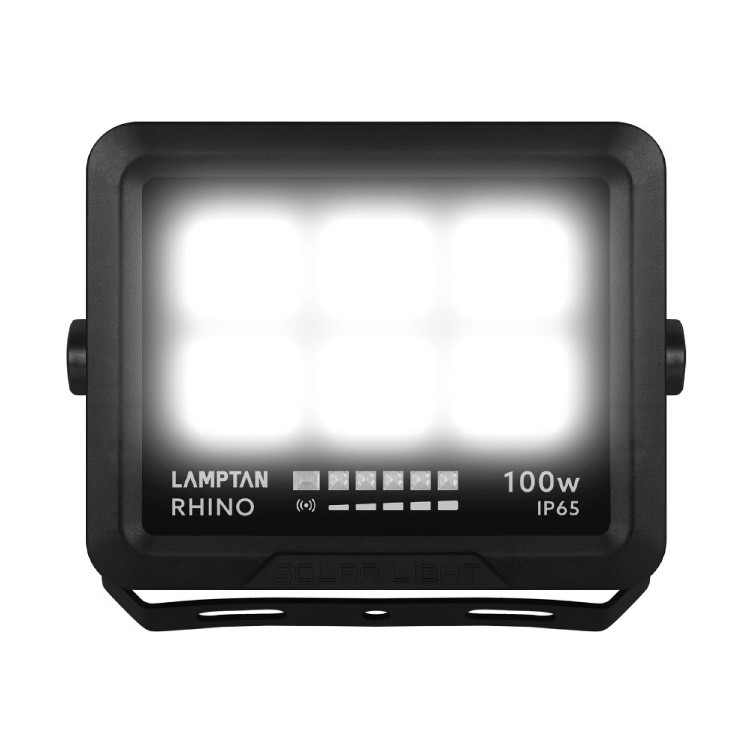 LAMPTAN โคมไฟฟลัดไลท์โซลาร์เซลล์ LED 100W รุ่นไรโน + รีโมท IP65 แสงเดย์ไลท์