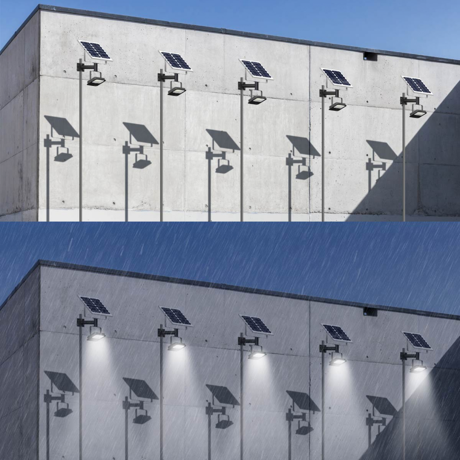 LAMPTAN โคมไฟฟลัดไลท์โซลาร์ LED 150W รุ่นอาร์ค แสงเดย์ไลท์