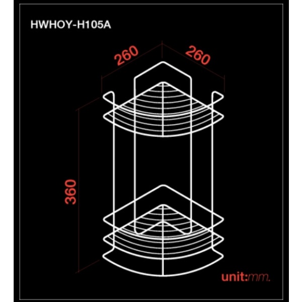 HOY ชั้นวางของเข้ามุม2ชั้น สเตนเลส รุ่น HWHOY-H105A สีสเตนเลสเงา