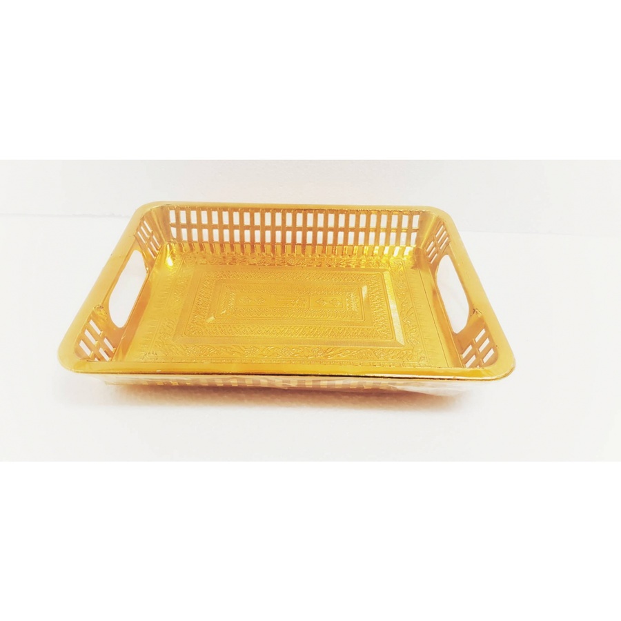 ถาดเหลี่ยม รัตนรัตนโกสินธ์29x22x4cm.สีทอง