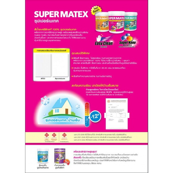 ซุปเปอร์ เมเทค สีน้ำด้าน ภายใน #SM922 5 กล บัตเตอร์สโนว์