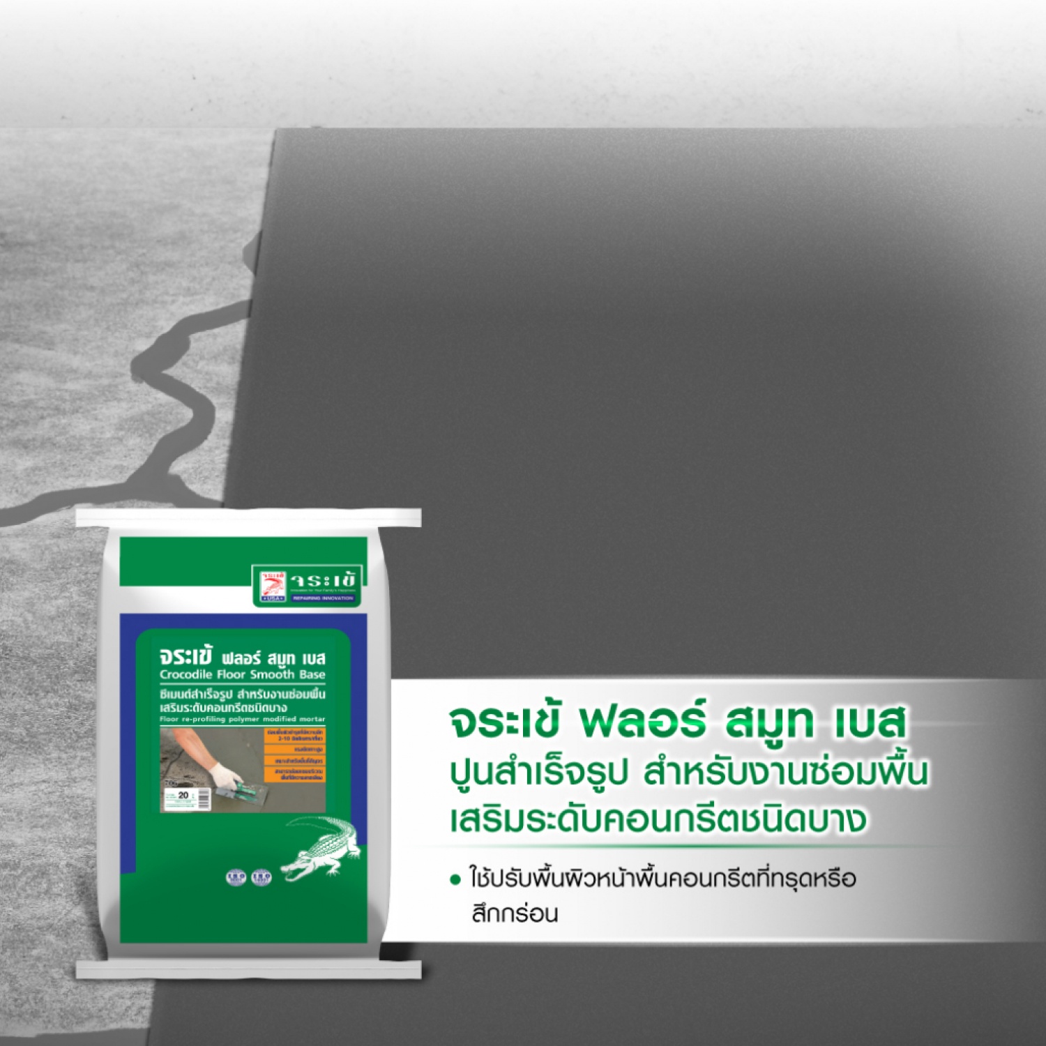จระเข้ ฟลอร์ สมูท เบส 20 กก. สีเทา
