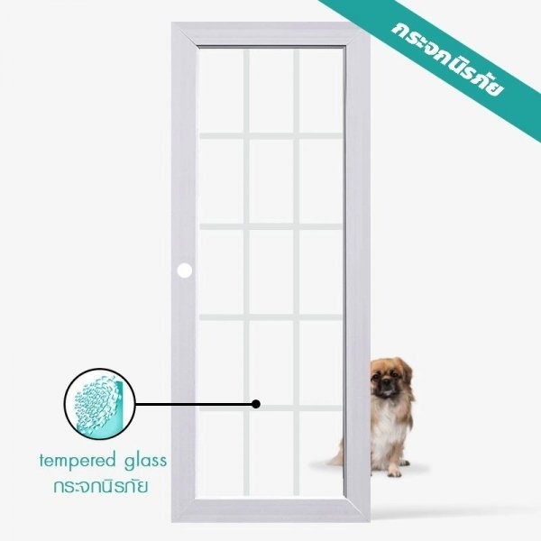 ECO-DOOR ประตู UPVC โปรไฟล์ รุ่น 15 Light ภายใน ขนาด 80x200 ซม. สีขาว (เจาะลูกบิด)