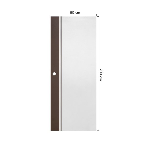 ECO-DOOR ประตู uPVC ภายนอก รุ่น ED2 ขนาด 80x200 ซม. สีทูโทน น้ำตาล-ขาว (เจาะลูกบิด)