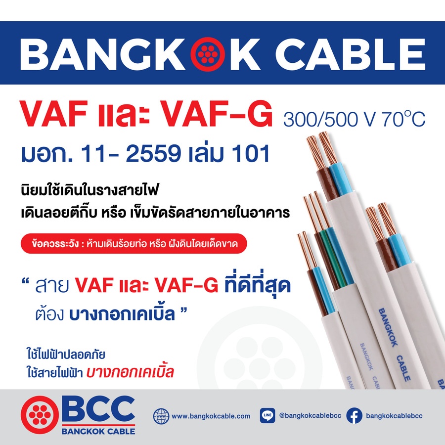 BCC สายไฟ VAF 2x1.5 ตร.มม. 50 m. สีขาว