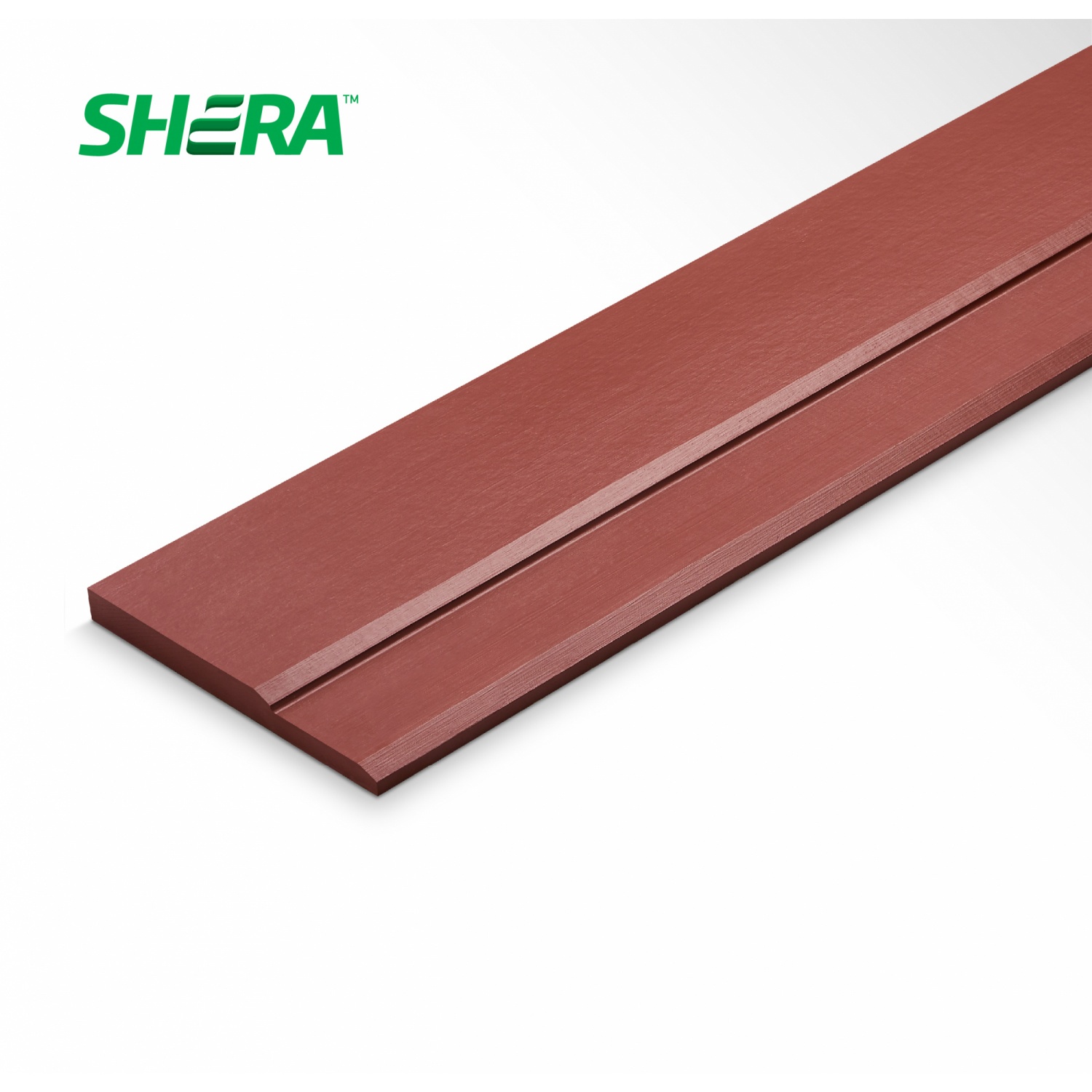 เฌอร่า ไม้เชิงชาย รุ่นวันพลัส ผิวเรียบ 2.2x23.5x400ซม.สีแดงมะฮอกกานี