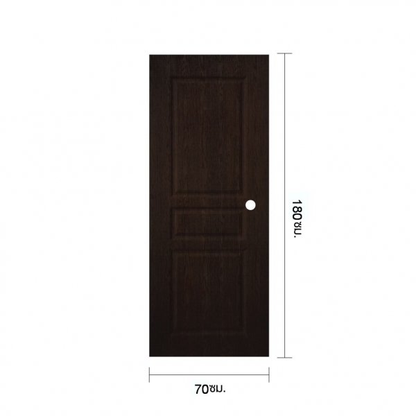 WELLINGTAN ประตูยูพีวีซี บานทึบ 3ลูกฟัก REVO LWNR002 70x180ซม. BROWN WENGE (เจาะรูลูกบิด)