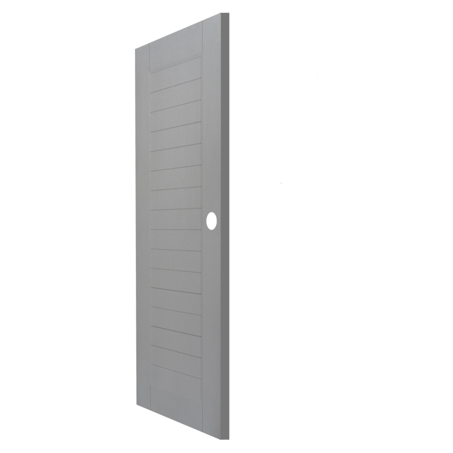 WELLINGTAN ประตู uPVC ภายนอก แว๊คร่อง ผิว Revo รุ่น WBR006 ขนาด 80x200 ซม. สีเทา (เจาะรูลูกบิด)