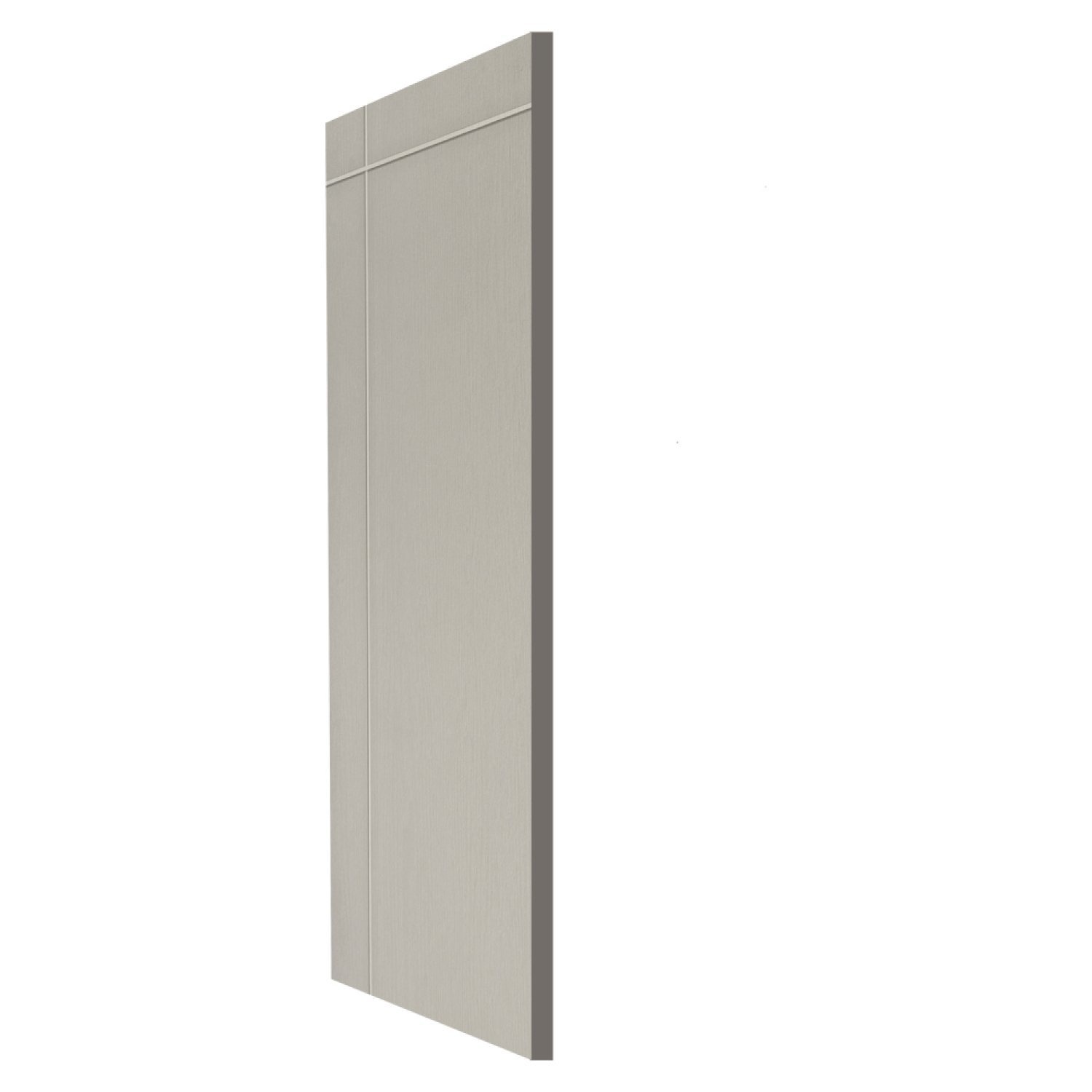 WELLINGTAN ประตู UPVC ผิว Revo เซาะร่องเส้นตั้ง 1 เส้น เส้นนอน 1 เส้น รุ่น PRM002 ขนาด 80x200 ซม. สีเบจ (ไม่เจาะลูกบิด)
