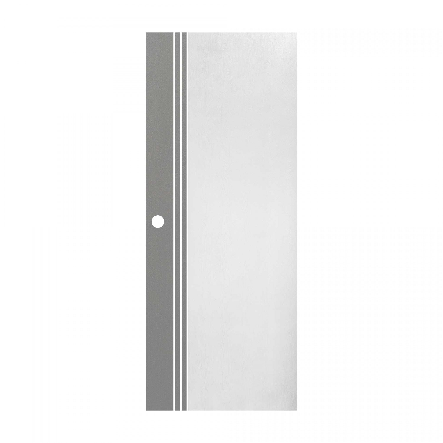 WELLINGTAN ประตู UPVC รุ่น WT028M (สำหรับใช้ภายนอก) เซาะร่อง ขนาด 80x200 ซม. สีทูโทน ขาว/เทา (เจาะลูกบิด)