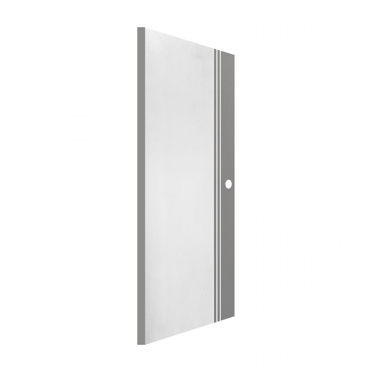 WELLINGTAN ประตู UPVC รุ่น WT028M (สำหรับใช้ภายนอก) เซาะร่อง ขนาด 80x200 ซม. สีทูโทน ขาว/เทา (เจาะลูกบิด)