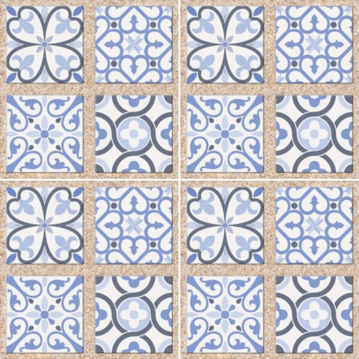 Marbella 40X40 ซม. กระเบื้องปูพื้น รุ่น สวนใบบุญ ฟ้า (MB) (6P) Matt A