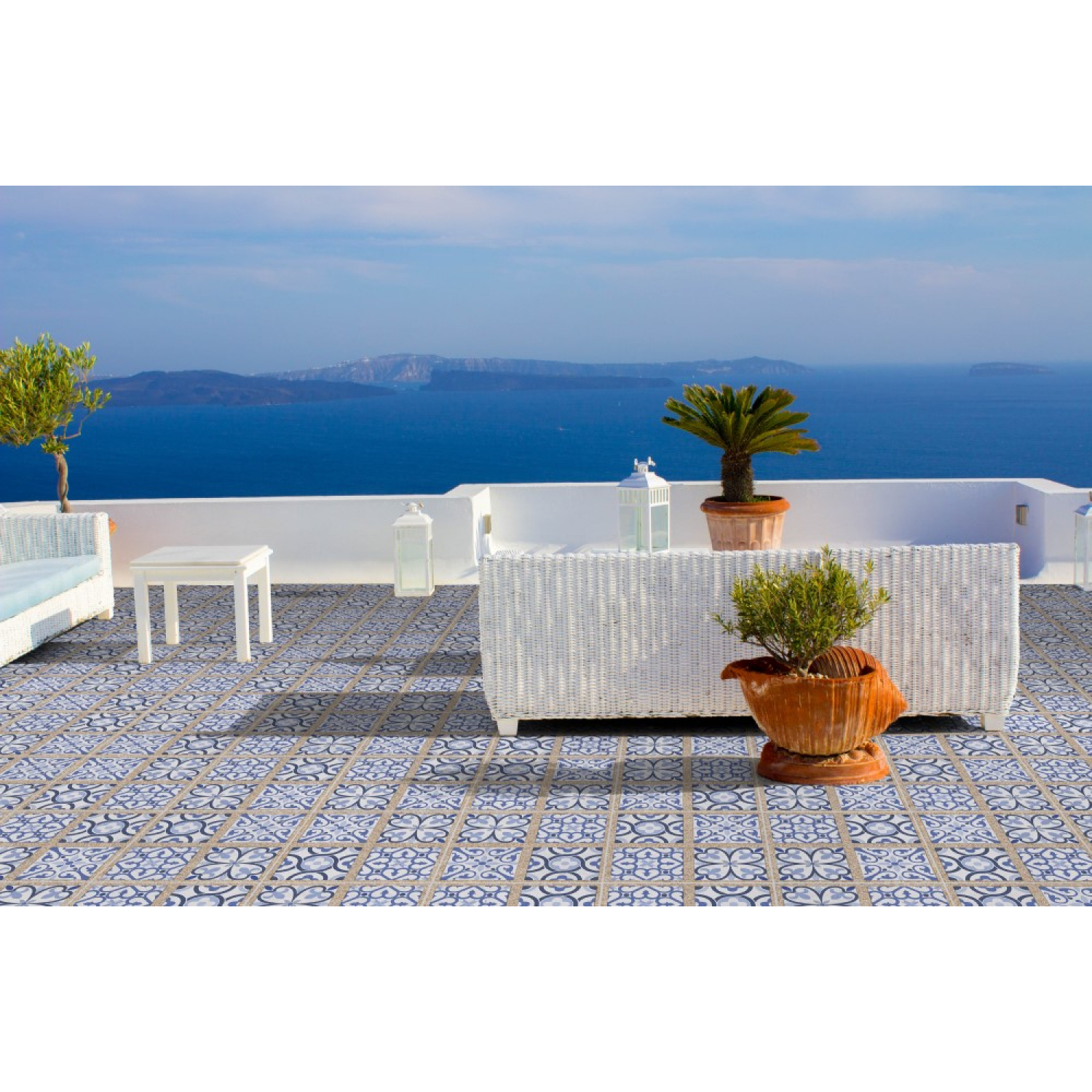 Marbella 40X40 ซม. กระเบื้องปูพื้น รุ่น สวนใบบุญ ฟ้า (MB) (6P) Matt A