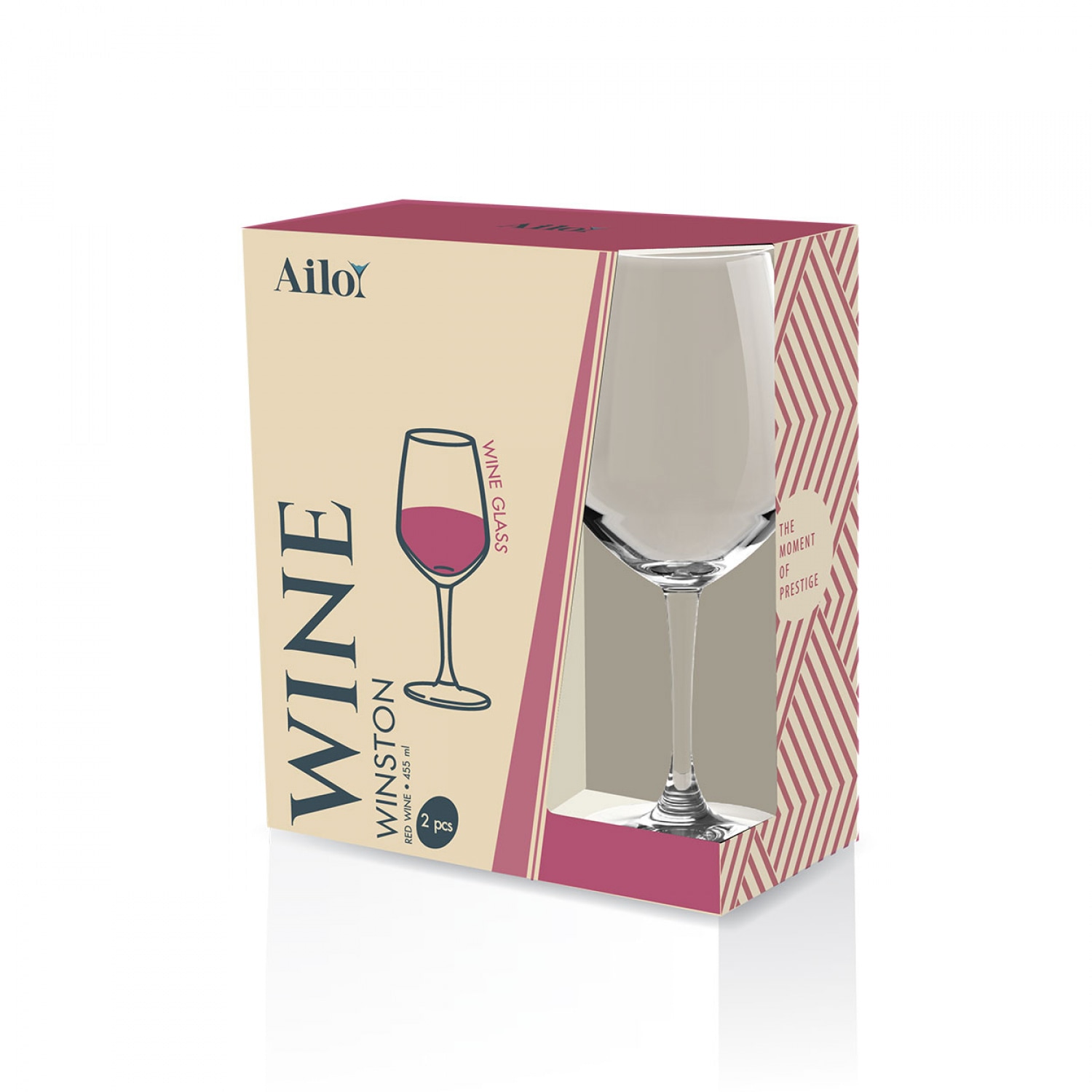 AILO แก้วไวน์ WINSTON RED WINE, 455 มล. 2ใบ/แพ็ค