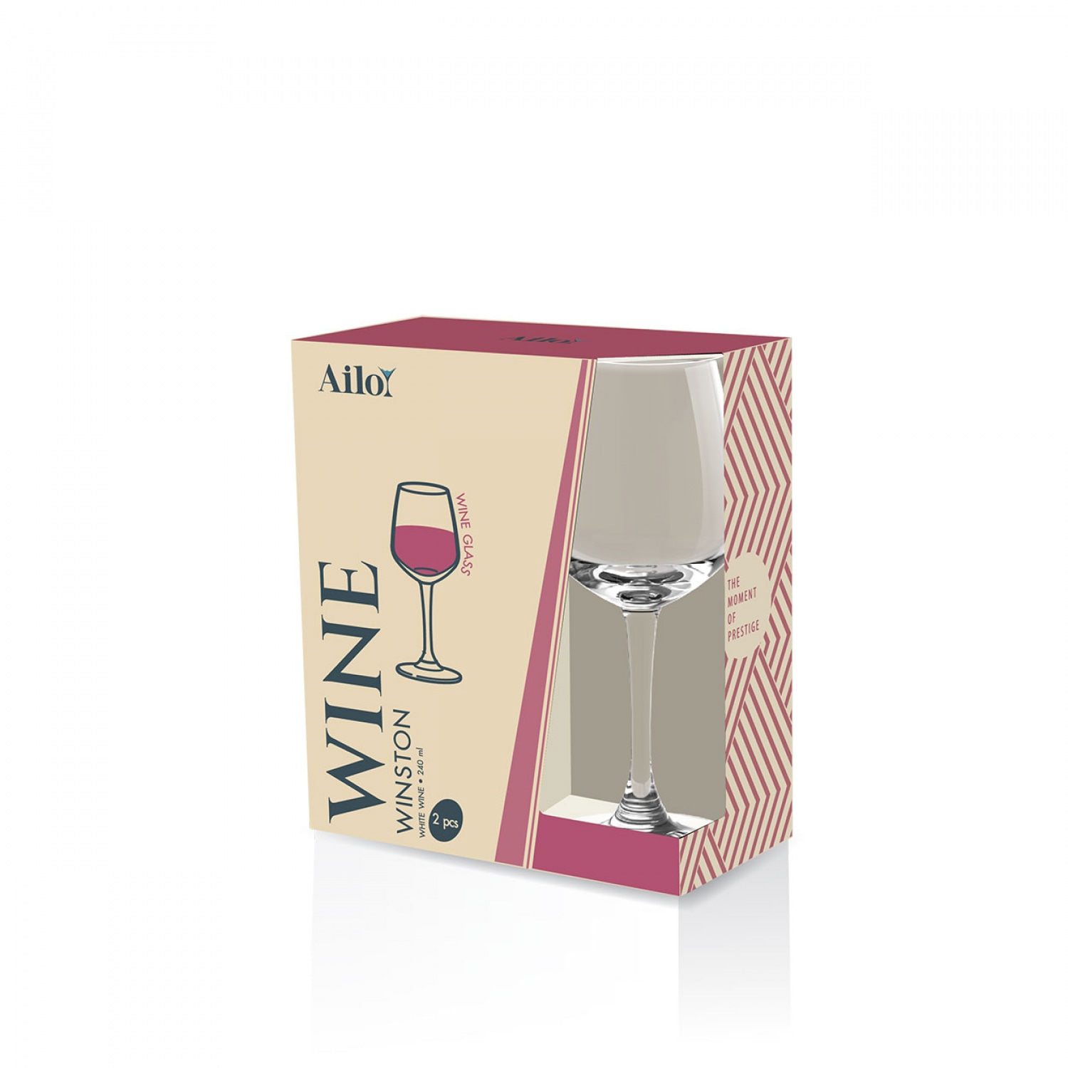 AILO แก้วไวน์ WINSTON WHITE WINE, 240 มล. 2ใบ/แพ็ค