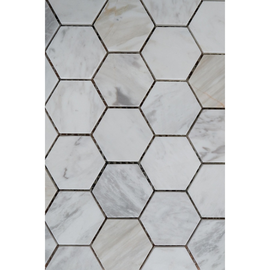 หินธรรมชาติ 30x30 ซม.โมเสคหินอ่อนไวท์วีนัส ผิวขัดมัน รุ่น NSD-NMI-101