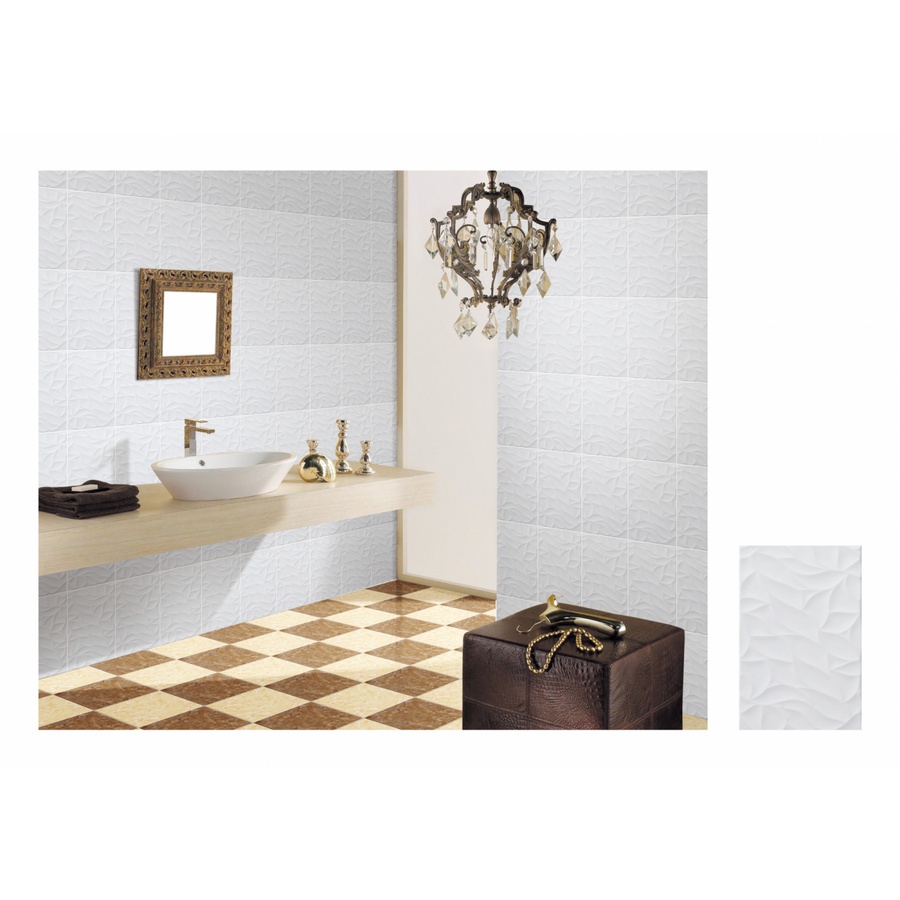 MARBELLA 25X40 ซม. กระเบื้องบุผนัง รุ่น สโนว์-ไวท์ ZX9021 (15P) A. (Gloss)