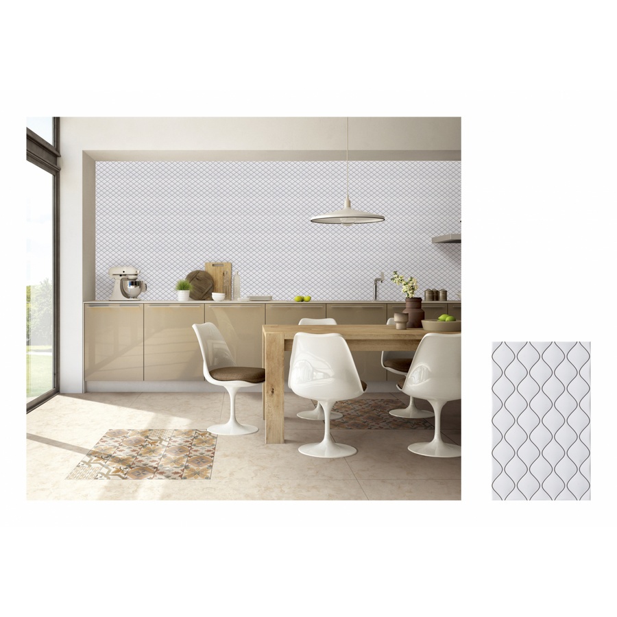 Marbella กระเบื้องเซรามิคปูผนัง 25X40 ซม. ไดมอนด์ ไวท์ TJ2502 Gloss (15P)