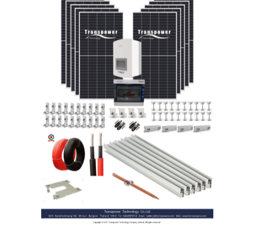 Transpower ชุดติดตั้งโซลาร์เซลล์ On Grid 5kW Monocrystalline