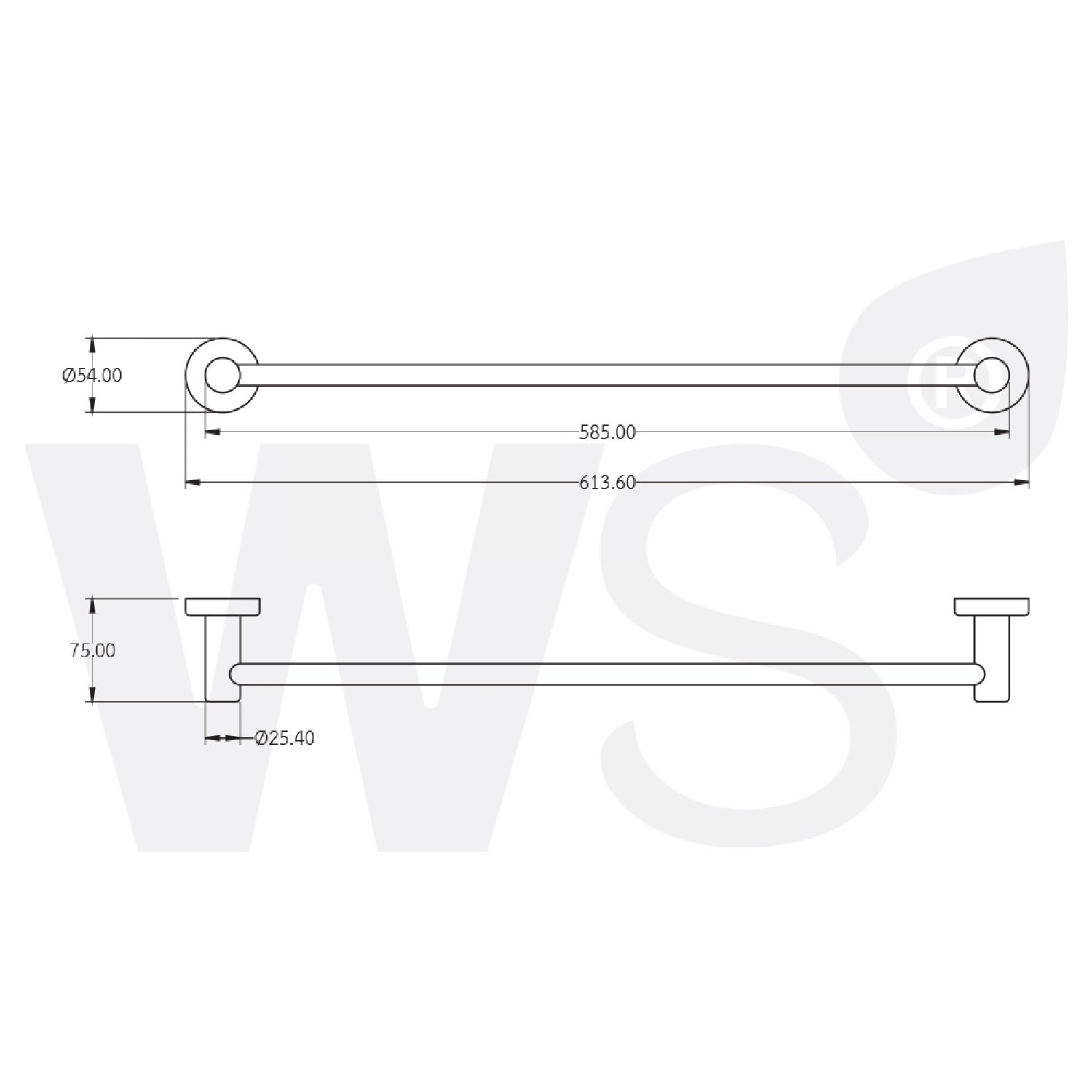 ราวแขวนผ้าสแตนเลส ขนาด 60 ซม. ผิวเงา TB-545-60