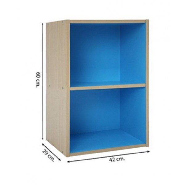DELICATO ชั้นอเนกประสงค์ 2 ช่อง รุ่นอแมนด้า ขนาด 42x29x60 ซม. สีบีช / ฟ้า