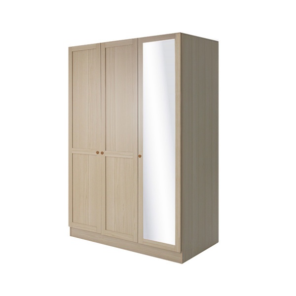 DELICATO ตู้เสื้อผ้า 3 ประตู 1 บานกระจก รุ่นบอสตัน ขนาด 119x56x179 ซม.สีบีช