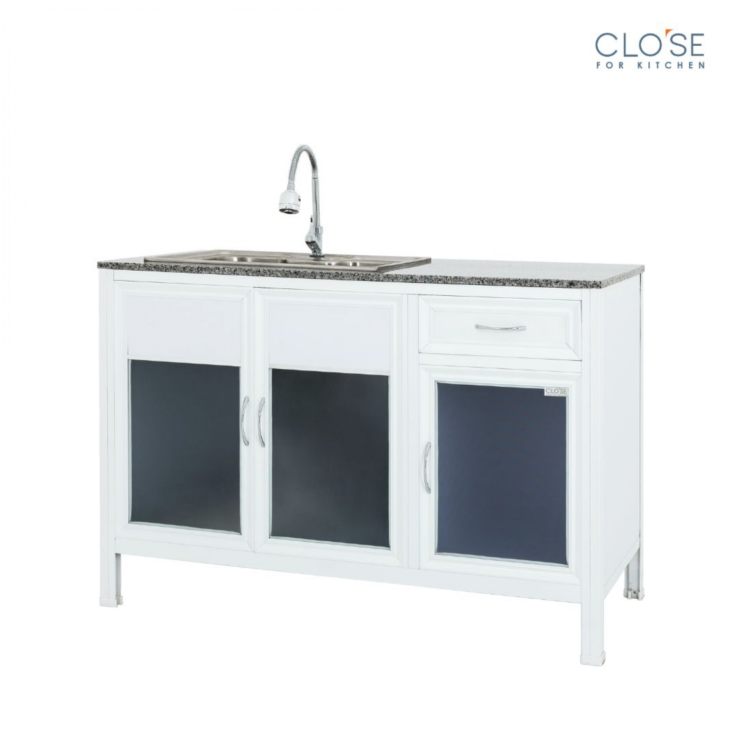 CLOSE เคาน์เตอร์อ่างซิงค์โครงอลูฯ ท๊อปหินแกรนิต รุ่น Glory-NC124 ขนาด 120.5 x 56 x 82.5 ซม. สีขาว