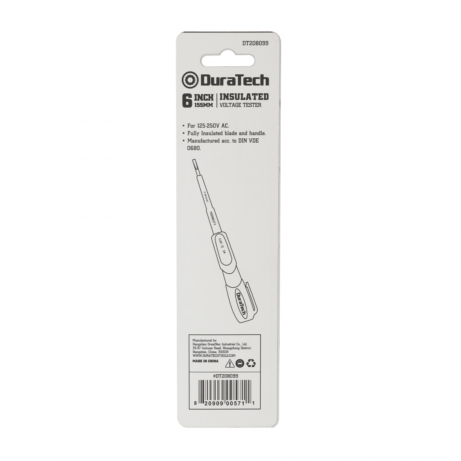 Duratech ไขควงวัดไฟ แบบหุ้มฉนวน VDE รุ่น DT208099