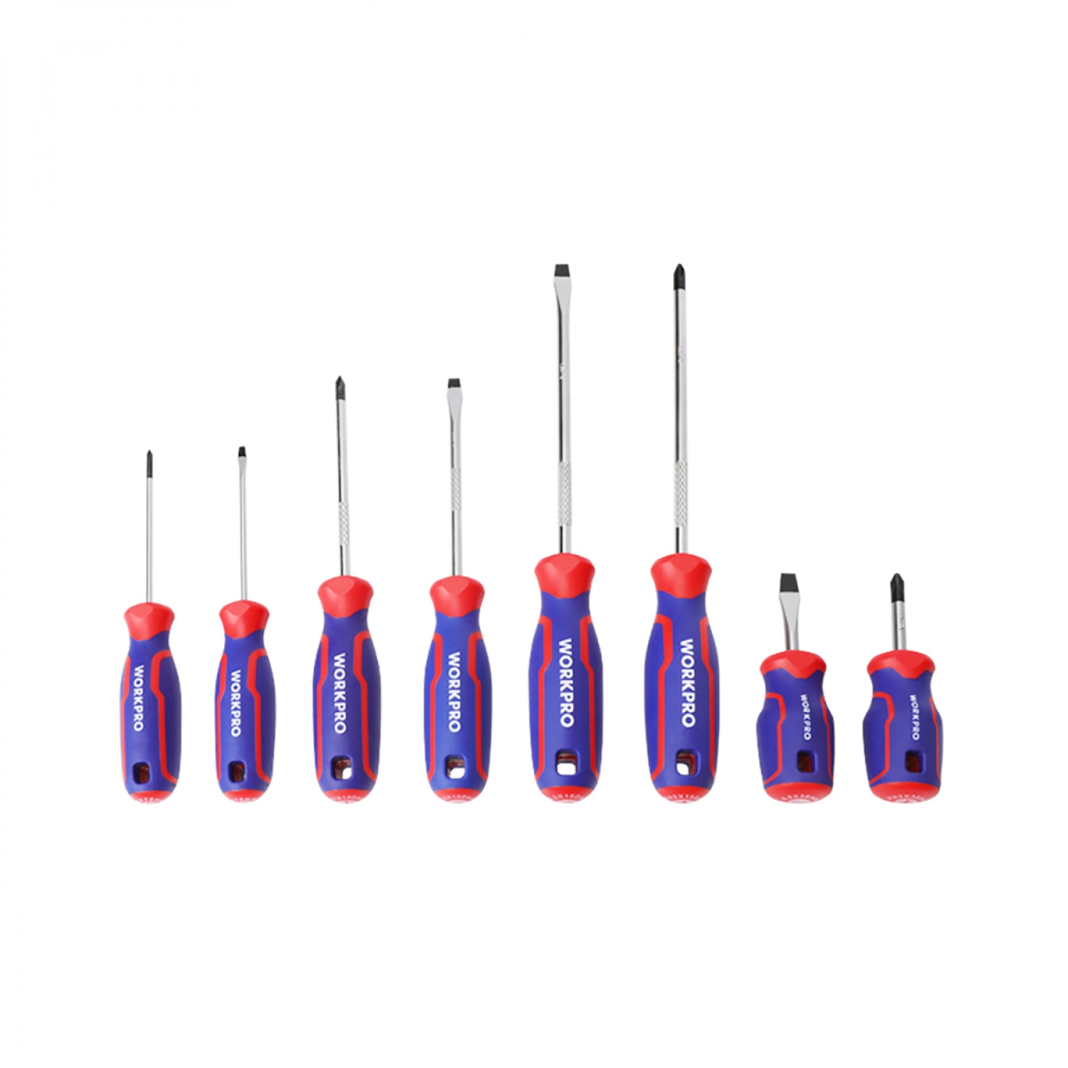 WORKPRO ชุดไขควงปลายแม่เหล็ก ด้ามสามสี CR-V (ชุด 8 ชิ้น) รุ่น WP200505