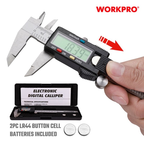 WORKPRO เวอร์เนียร์ดิจิทัลด้ามพลาสติก(150MM/6) ขนาด 6 นิ้ว รุ่น WP266004
