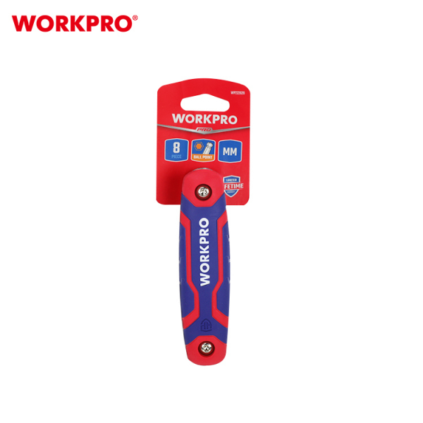 WORKPRO ชุดประแจแอลหกเหลี่ยมแบบพับได้ 8 ชิ้น HEX KEY SET(METRIC) รุ่น WP222020