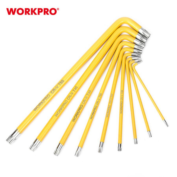 WORKPRO ชุดประแจแอลหัวทอร์ค 9 ชิ้น แบบยาว ชนิดงานหนัก รุ่น WP222008