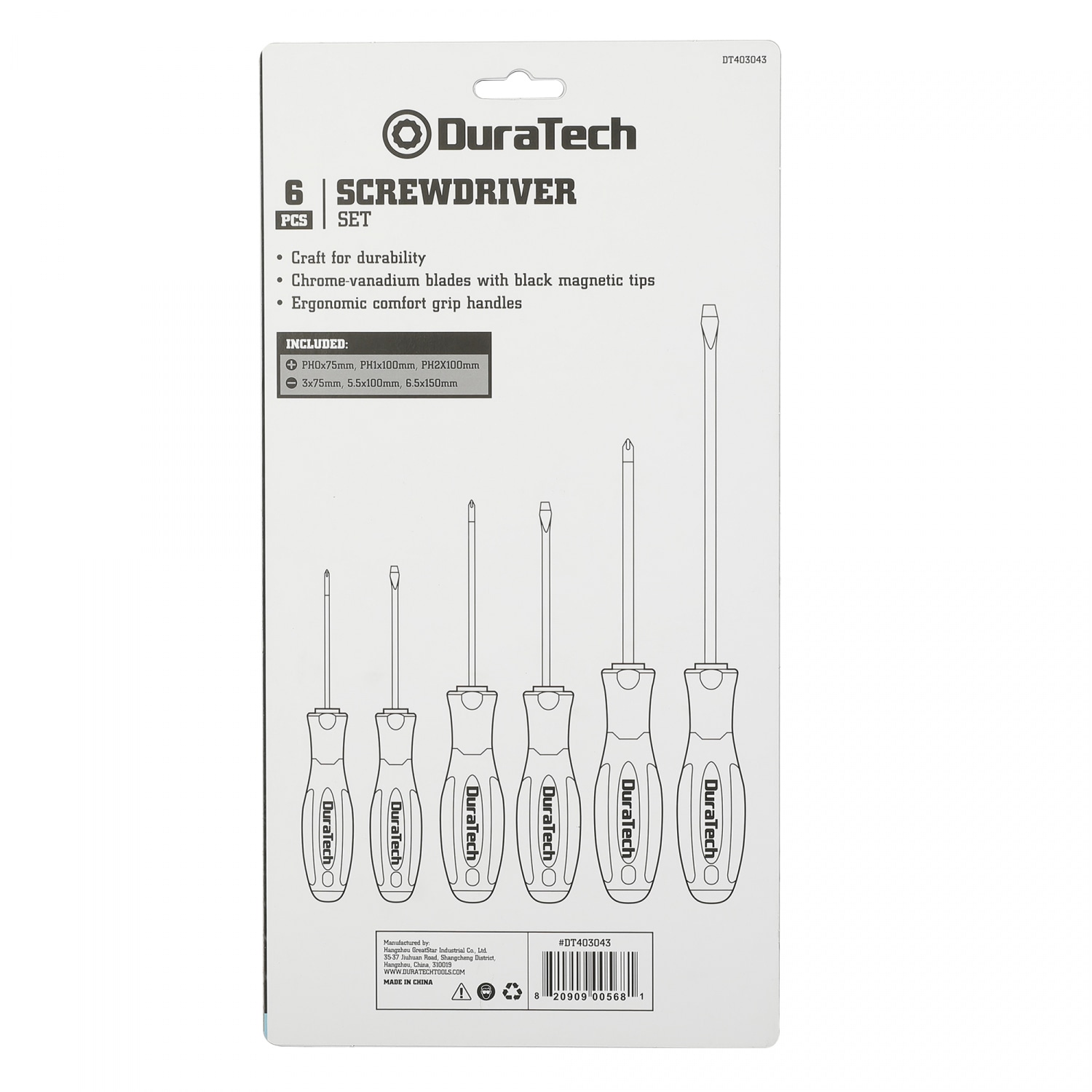 Duratech ชุดไขควง 6 ชิ้น รุ่น DT403043