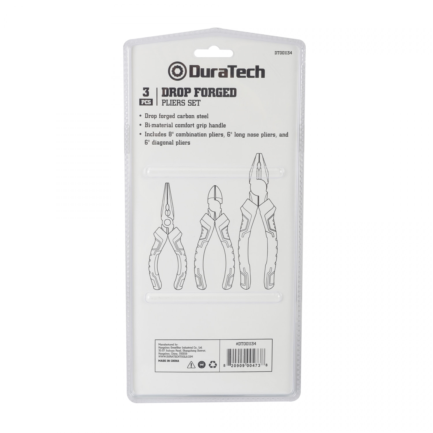 Duratech ชุดคีม 3 ชิ้น CR - V ขนาด (6 นิ้ว)