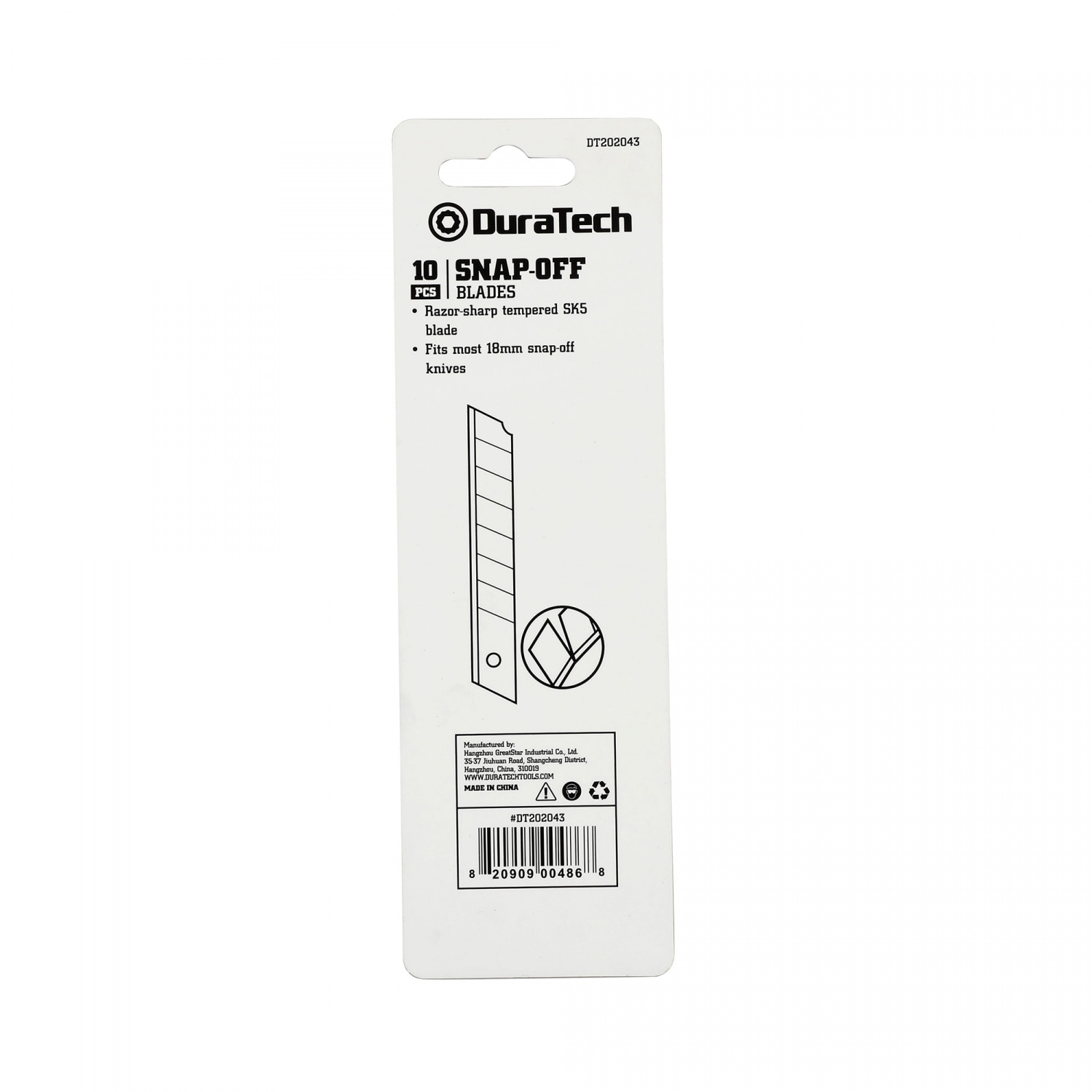 Duratech ใบมีดคัตเตอร์ SK5 10 ใบ ขนาด 18มม. รุ่น DT202043