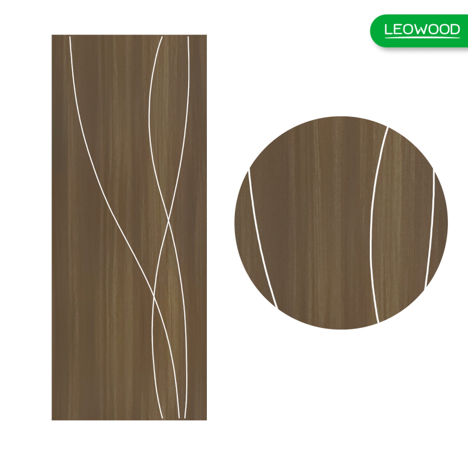 LWD ประตู UPVC รุ่น UDoor สี Brownie Oak ลาย G4 ขนาด 80x200 ซม.