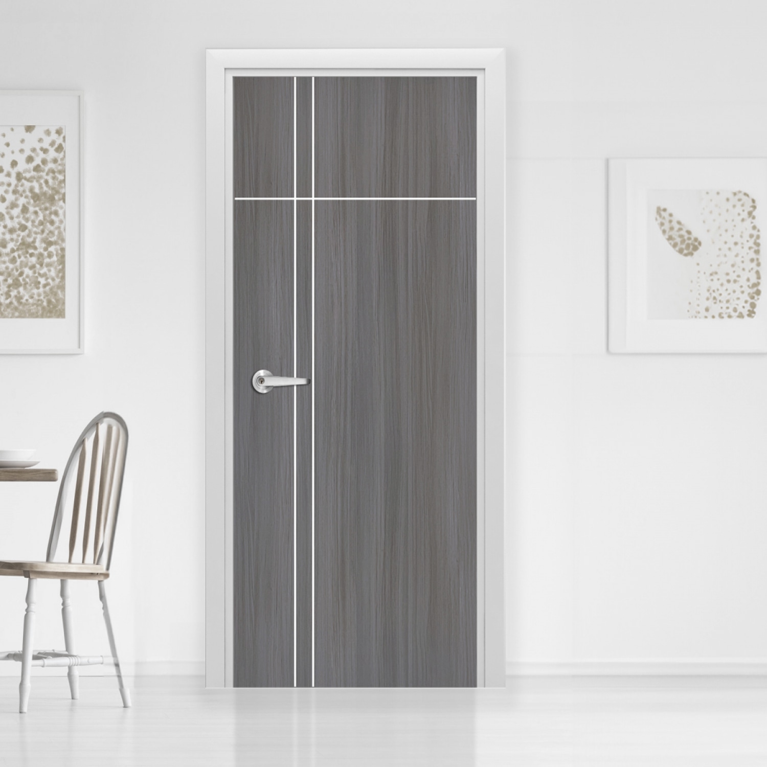 LWD ประตู UPVC ห้องน้ำ Light Gray ลาย 3 ขนาด 80x200 ซม.