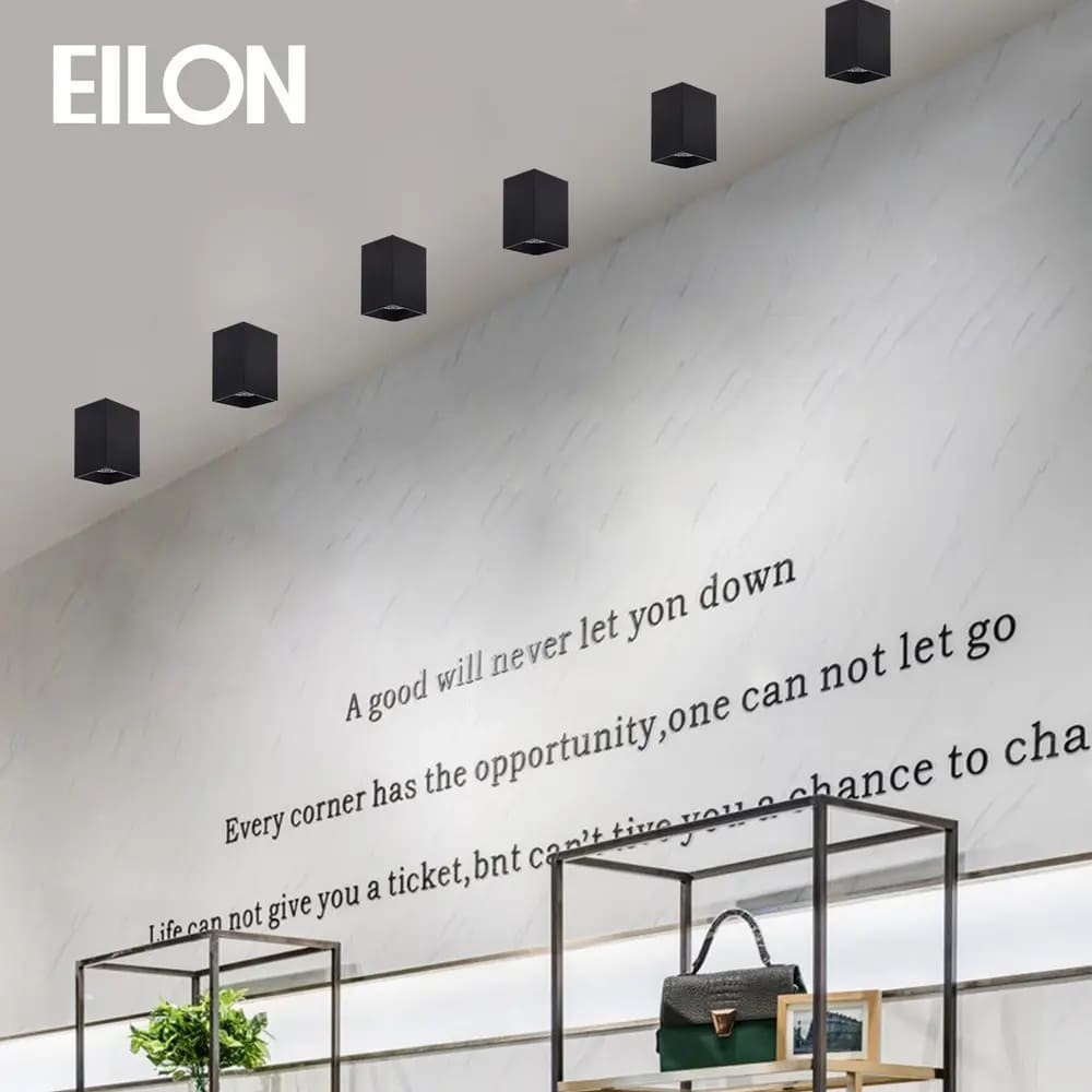 EILON โคมดาวน์ไลท์แบบทาวเวอร์หน้าเหลี่ยม 4นิ้ว E27 รุ่น YD4006-BK สีดำ (โคมเปล่า)