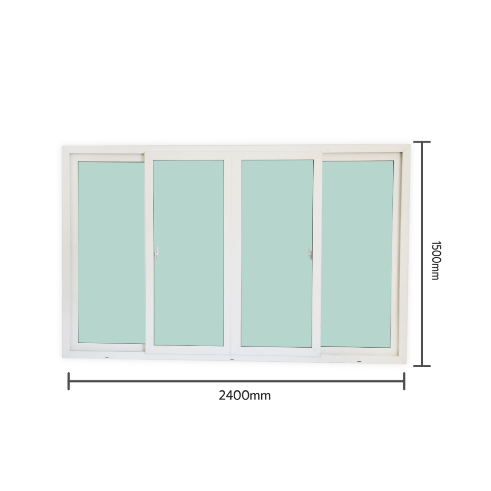 WELLINGTAN (VERTA) หน้าต่างไวนิลบานเลื่อน FSSF GW003 ขนาด 240x150ซม. สีขาว พร้อมมุ้ง