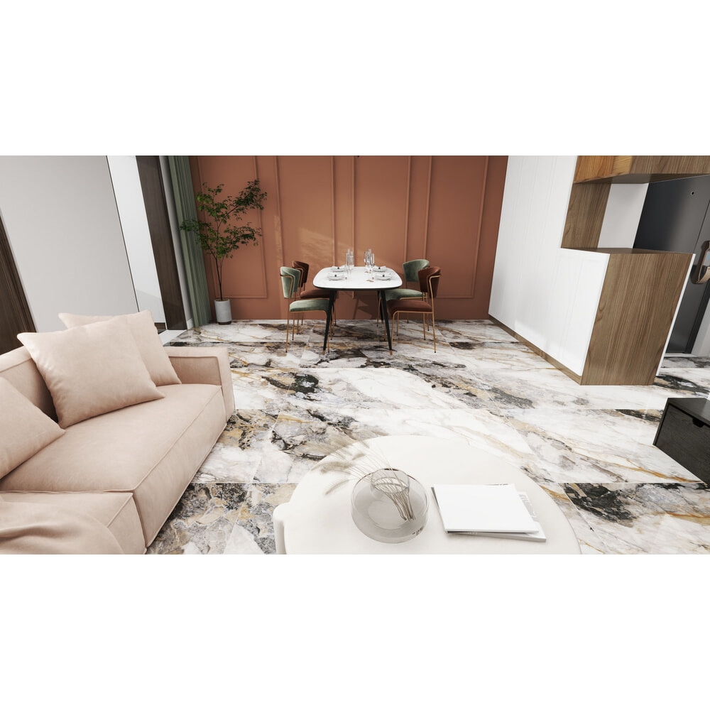 La Arezza กระเบื้องพอร์ซเลน 75X150 ซม. รุ่น Luxura elite marble (TMA715906L) High-glossy Random (2pcs /box 2.25 sqm)