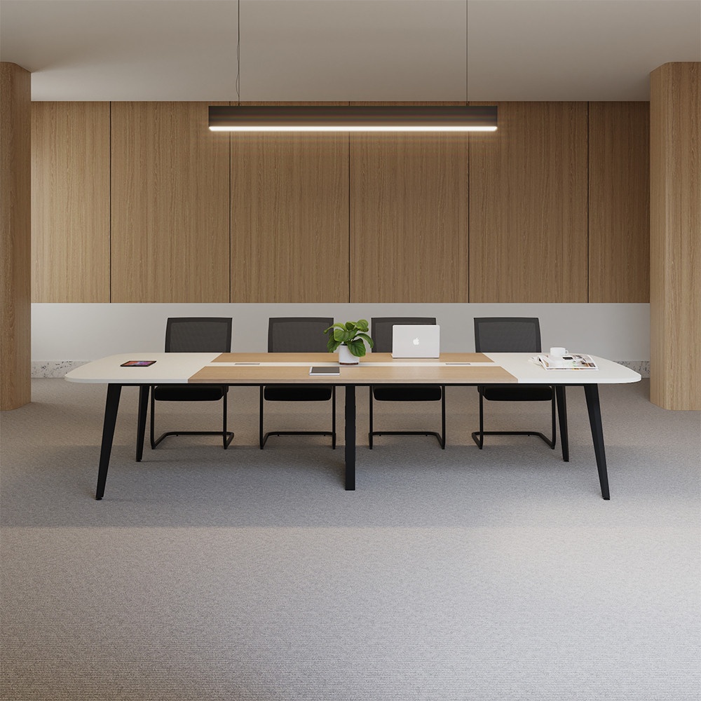 (1/4)SMITH โต๊ะประชุม รุ่น Monic-03 ขนาด 140x350x75 ซม. สีขาว