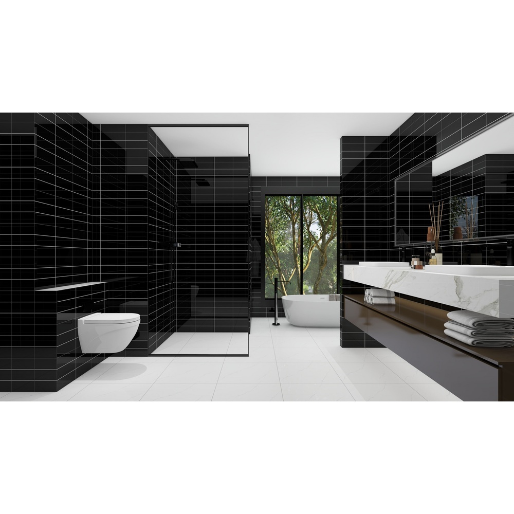 Marbella 30x60 กระเบื้องเซรามิกบุผนัง รุ่น Subway ดำ SXB212 (8P) Gloss