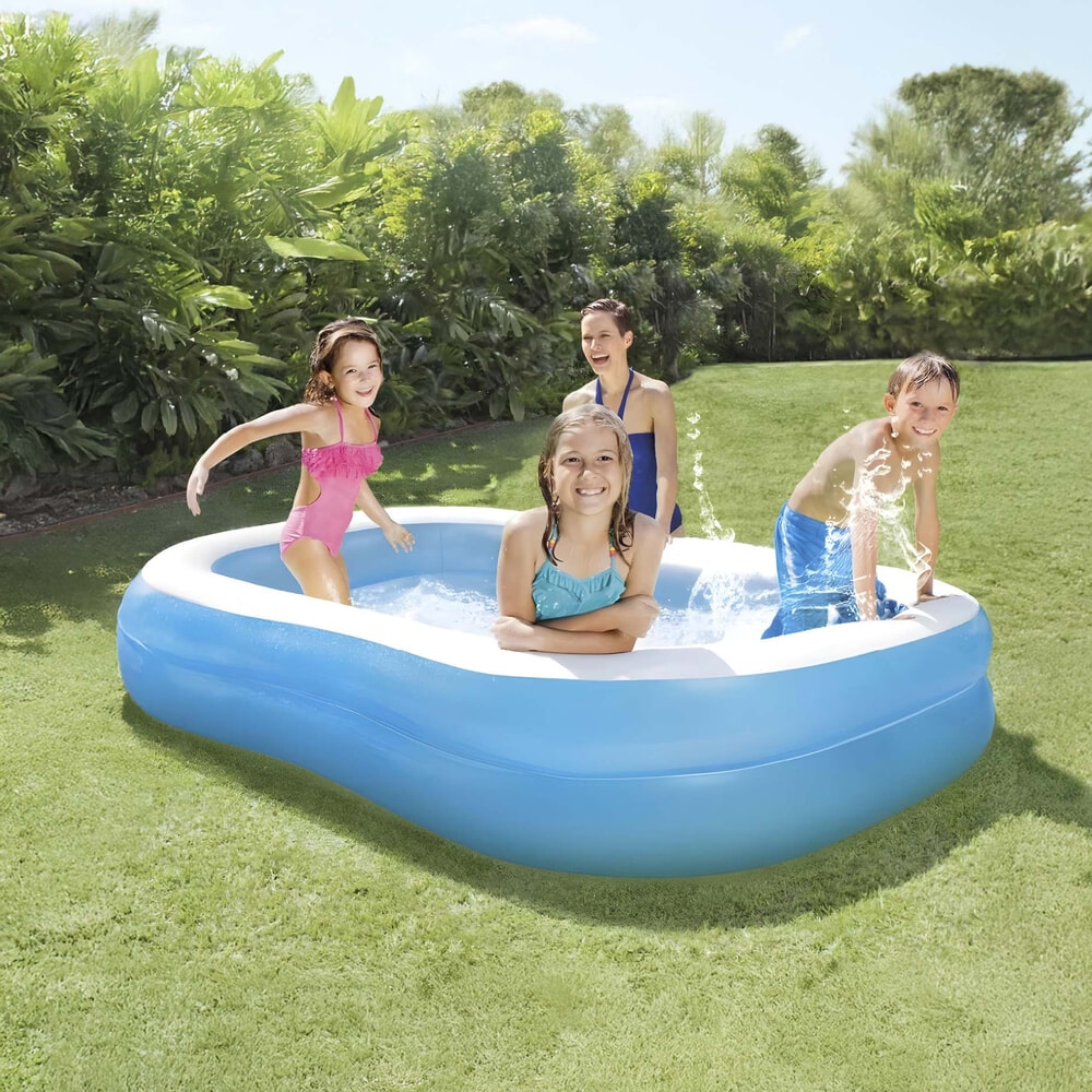 INTEX สระว่ายน้ำเป่าลมทรงสี่เหลี่ยม รุ่น 57180NP ขนาด 203x152x48 ซม. สีฟ้า