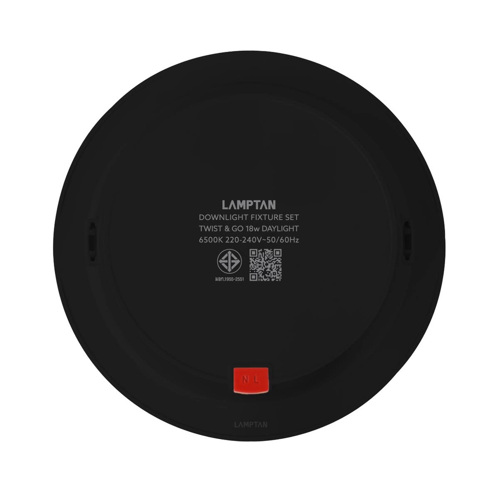 LAMPTAN โคมดาวน์ไลท์ LED แบบติดลอยหน้ากลม 18W รุ่นทวิสท์แอนด์โก สีดำ